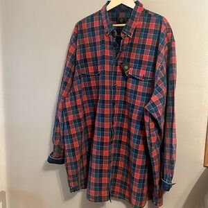 F/X fusion 3X mens teal orange and blue checked casual dress shirt
